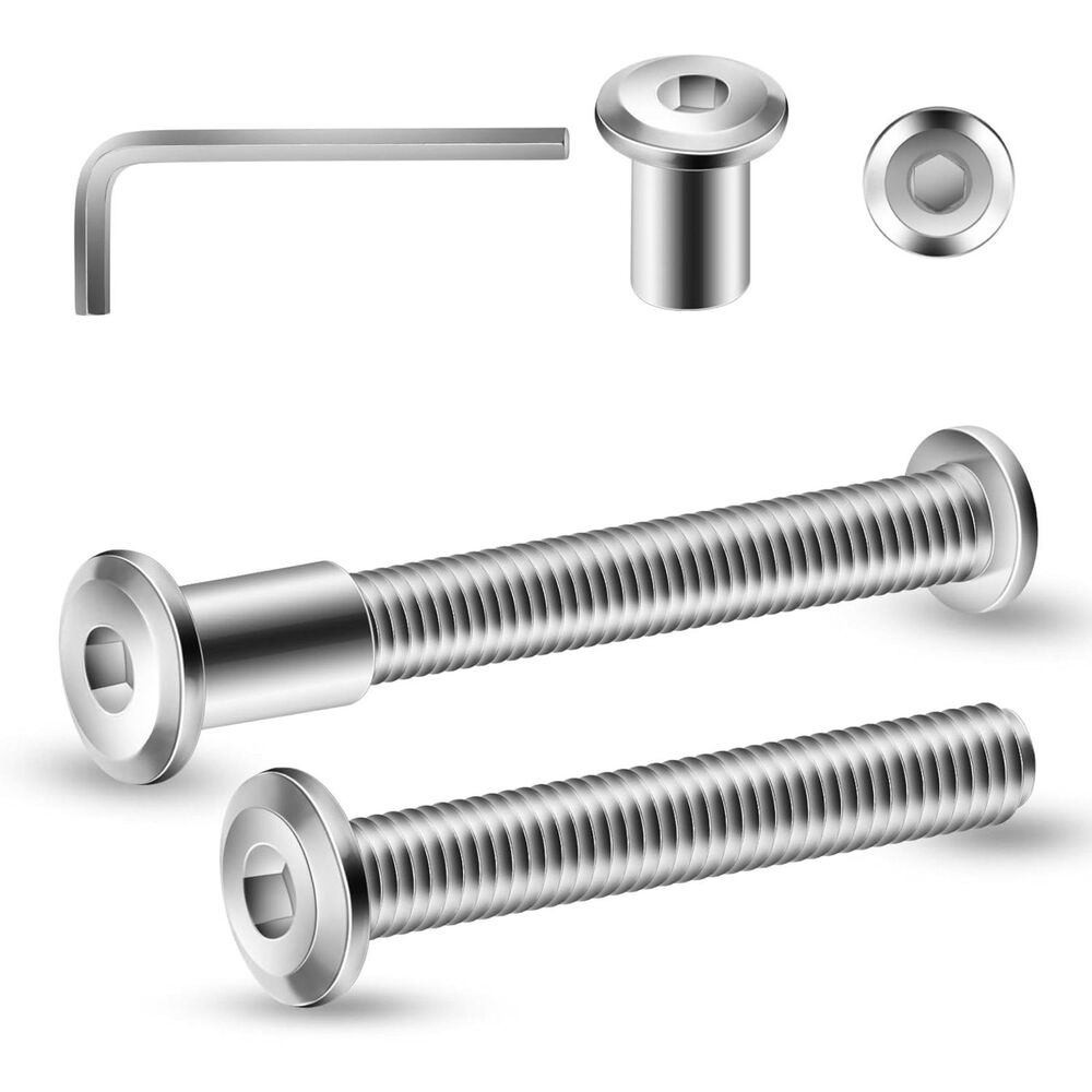 1/4-20 x 2 Inch 20Pcs Flat Head Hex Socket Cap Bolts & Barrel Nuts Kit